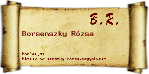 Borsenszky Rózsa névjegykártya